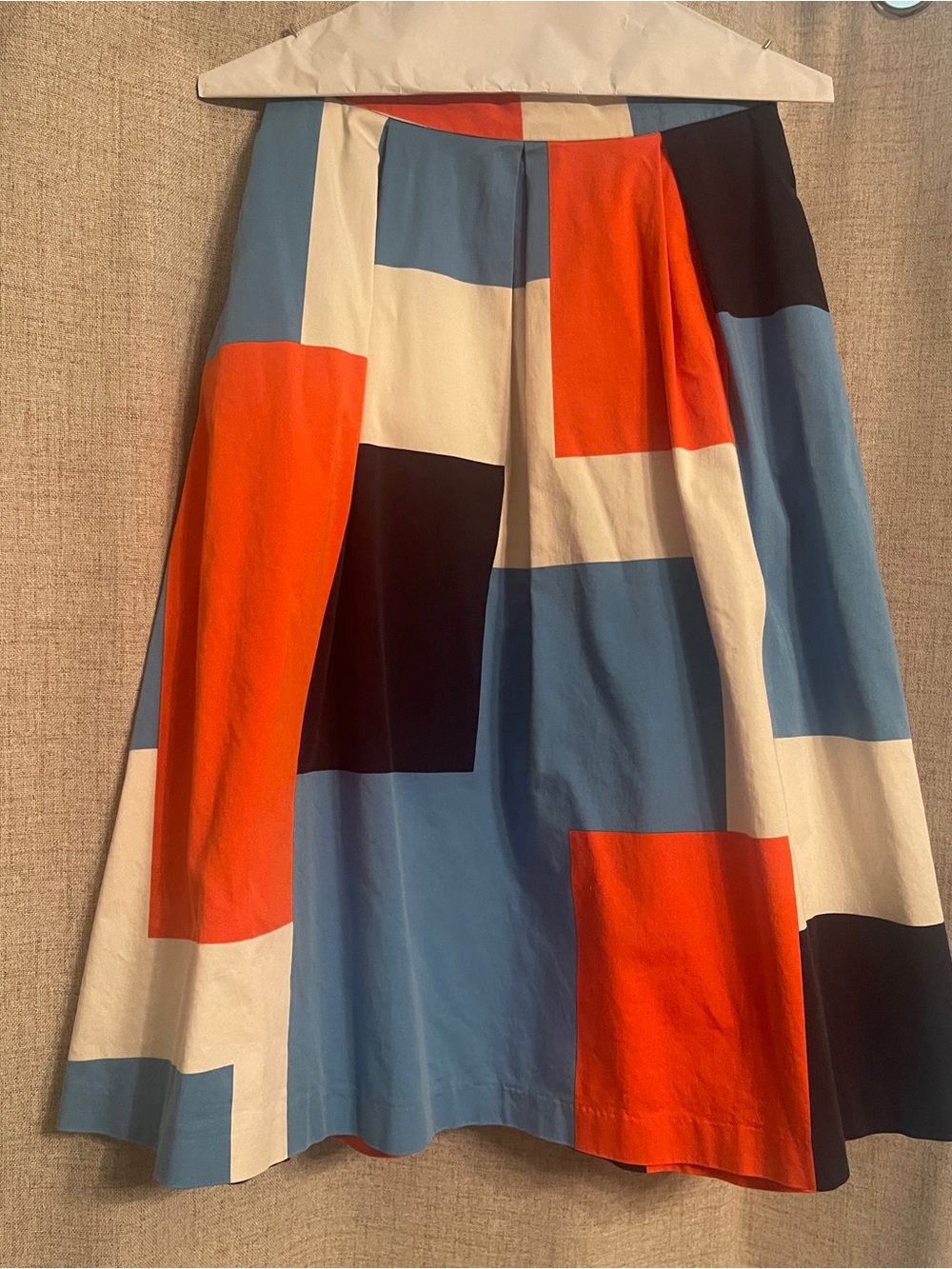 Geometric Colorblock Circle Skirt in Blue, Red, White & Black